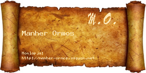 Manher Ormos névjegykártya